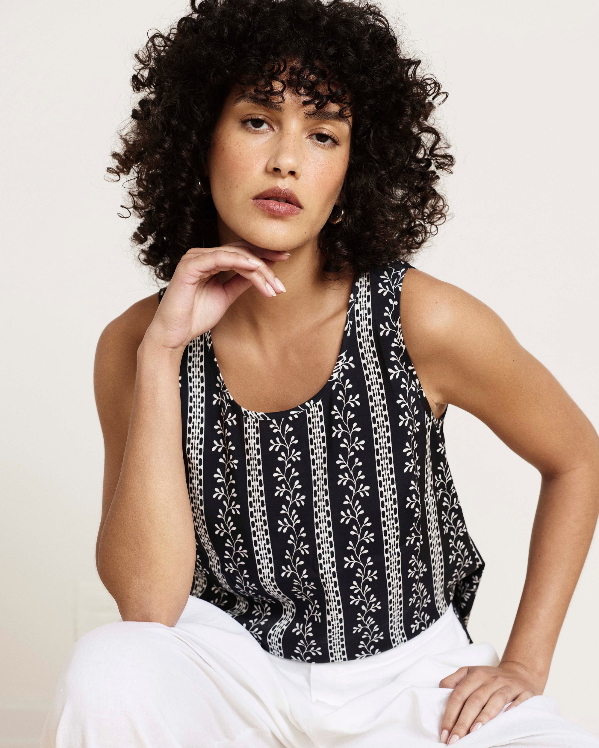 Cooling Stretch Cupro Tank - Florentine Print | Plus Size & Straight Size Women's Fashion | Universal Standard