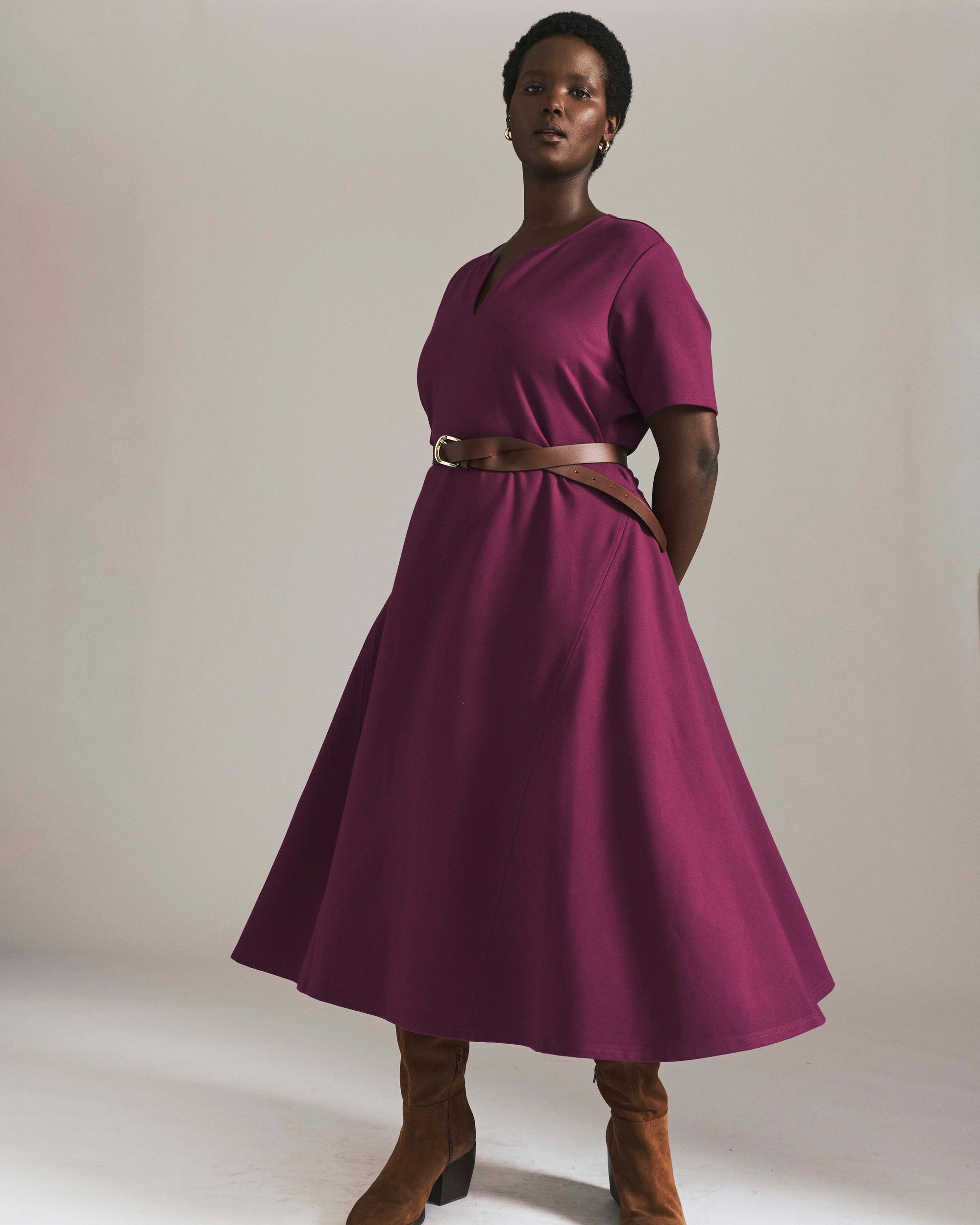 Saskia Ponte Dress - Plum Caspia | Plus Size & Straight Size Women's Fashion | Universal Standard