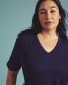 Lily Liquid Jersey V-Neck Stovepipe Tee - Midnight | Plus Size & Straight Size Women's Fashion | Universal Standard