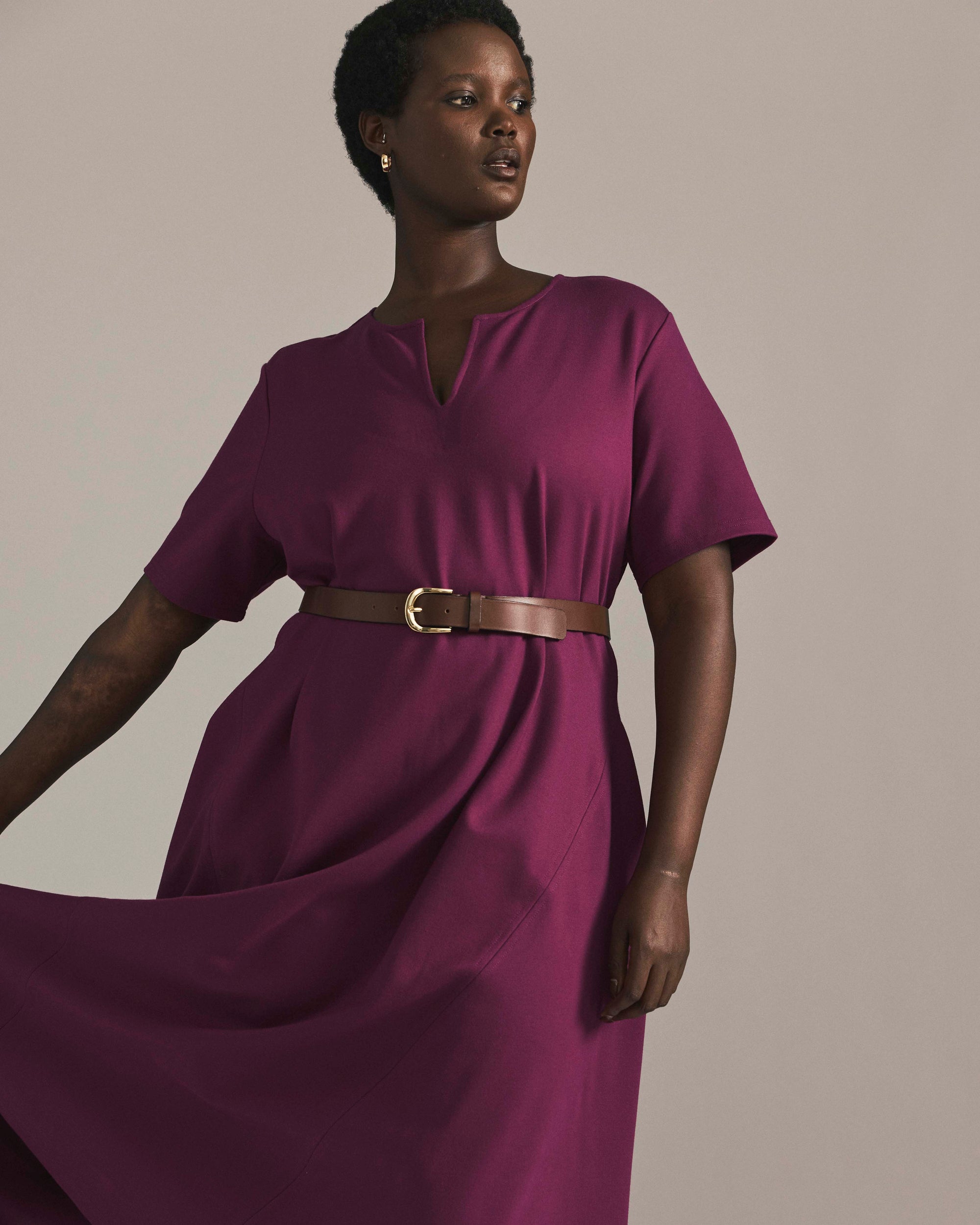 Saskia Ponte Dress - Plum Caspia | Plus Size & Straight Size Women's Fashion | Universal Standard