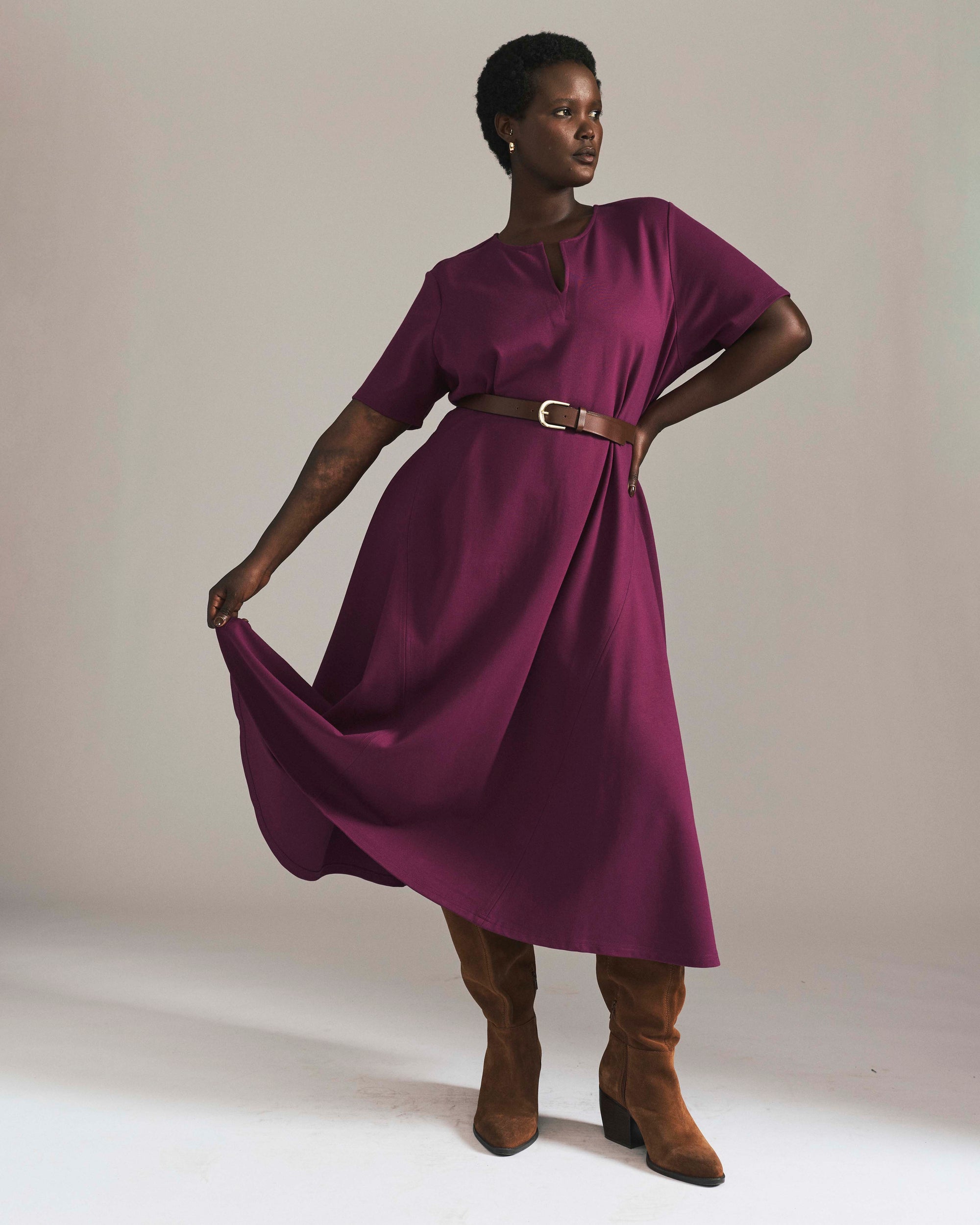 Saskia Ponte Dress - Plum Caspia | Plus Size & Straight Size Women's Fashion | Universal Standard