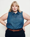 Perfect Tencel Chambray Sleeveless Shirt - Midnight Blue | Plus Size & Straight Size Women's Fashion | Universal Standard