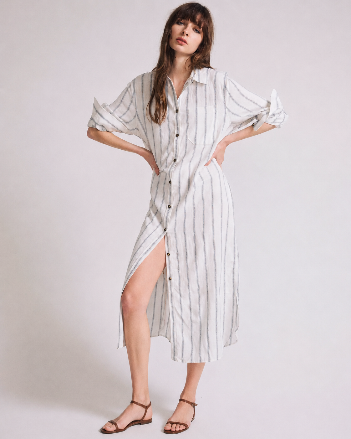 Odeon Linen Blend Shirtdress - Mayfair Stripe | Plus Size & Straight Size Women's Fashion | Universal Standard