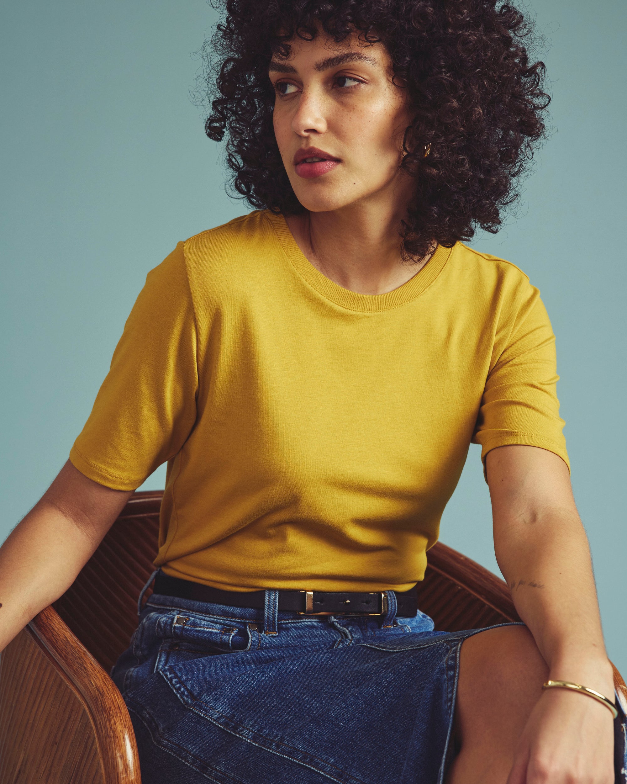 Maia Stovepipe Sleeve Tee - Yellow Ochre | Plus Size & Straight Size Women's Fashion | Universal Standard