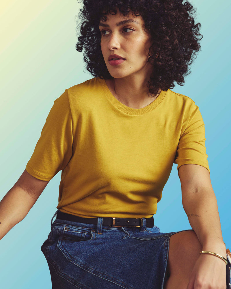 Maia Stovepipe Sleeve Tee - Yellow Ochre | Plus Size & Straight Size Women's Fashion | Universal Standard
