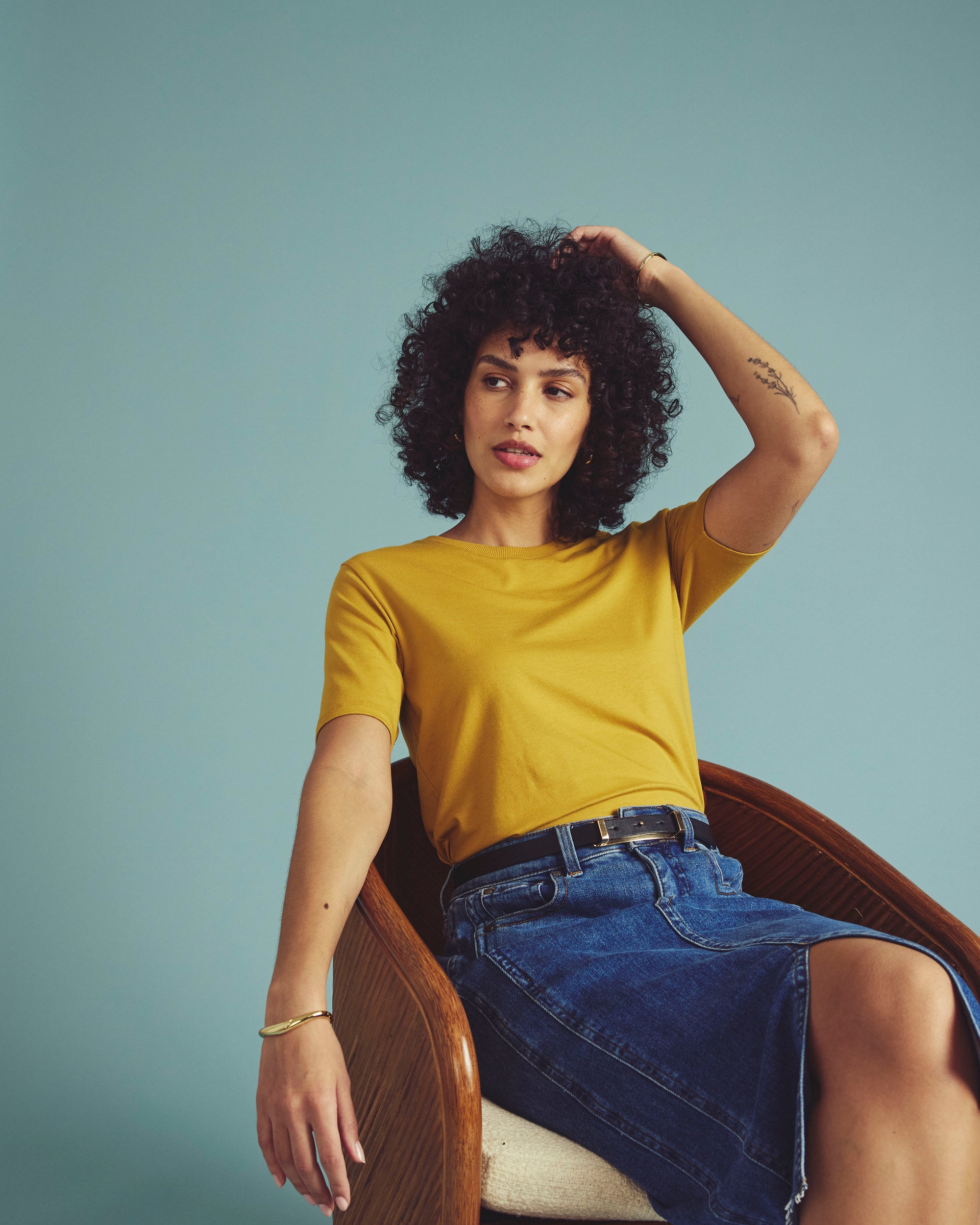 Maia Stovepipe Sleeve Tee - Yellow Ochre | Plus Size & Straight Size Women's Fashion | Universal Standard