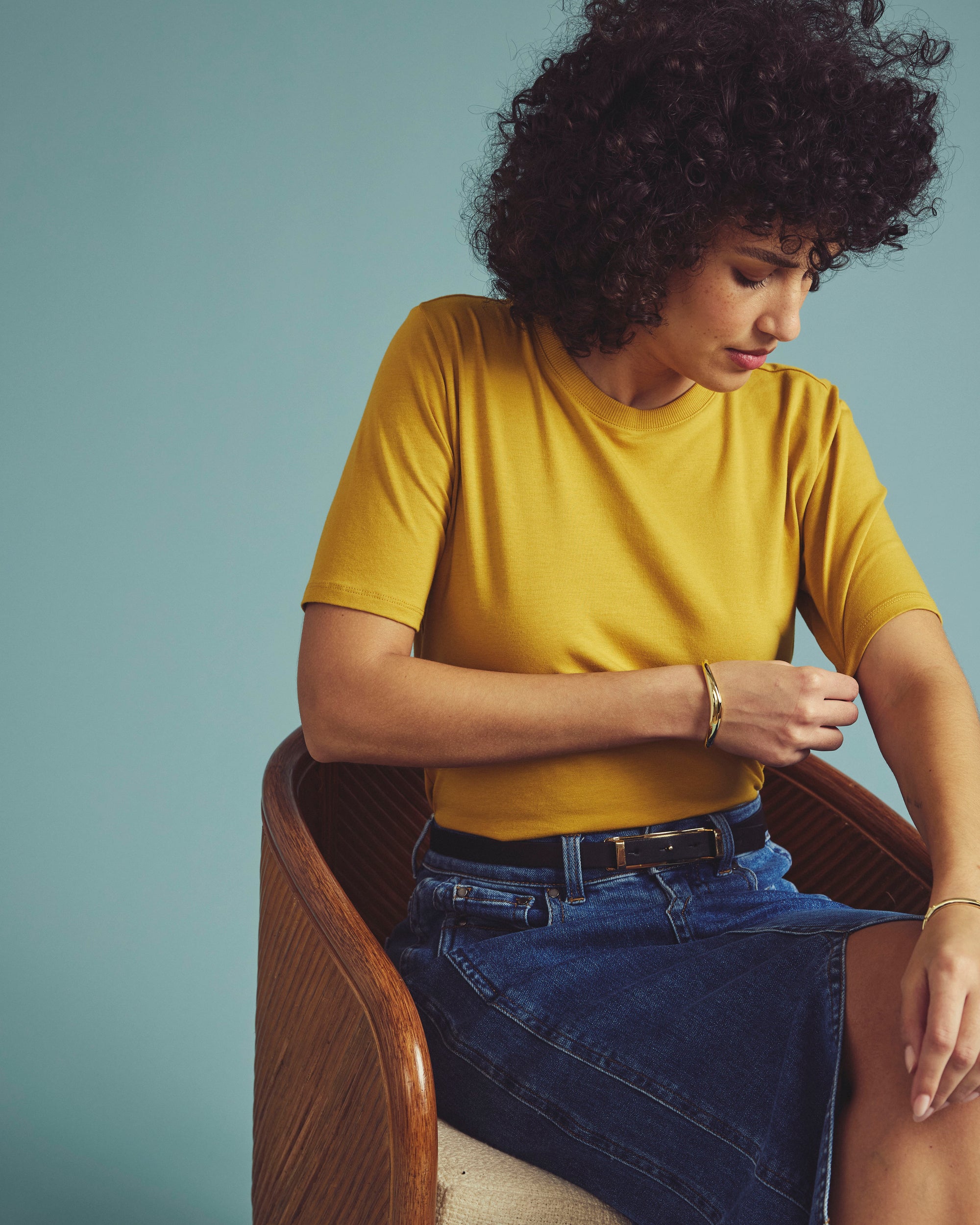 Maia Stovepipe Sleeve Tee - Yellow Ochre | Plus Size & Straight Size Women's Fashion | Universal Standard
