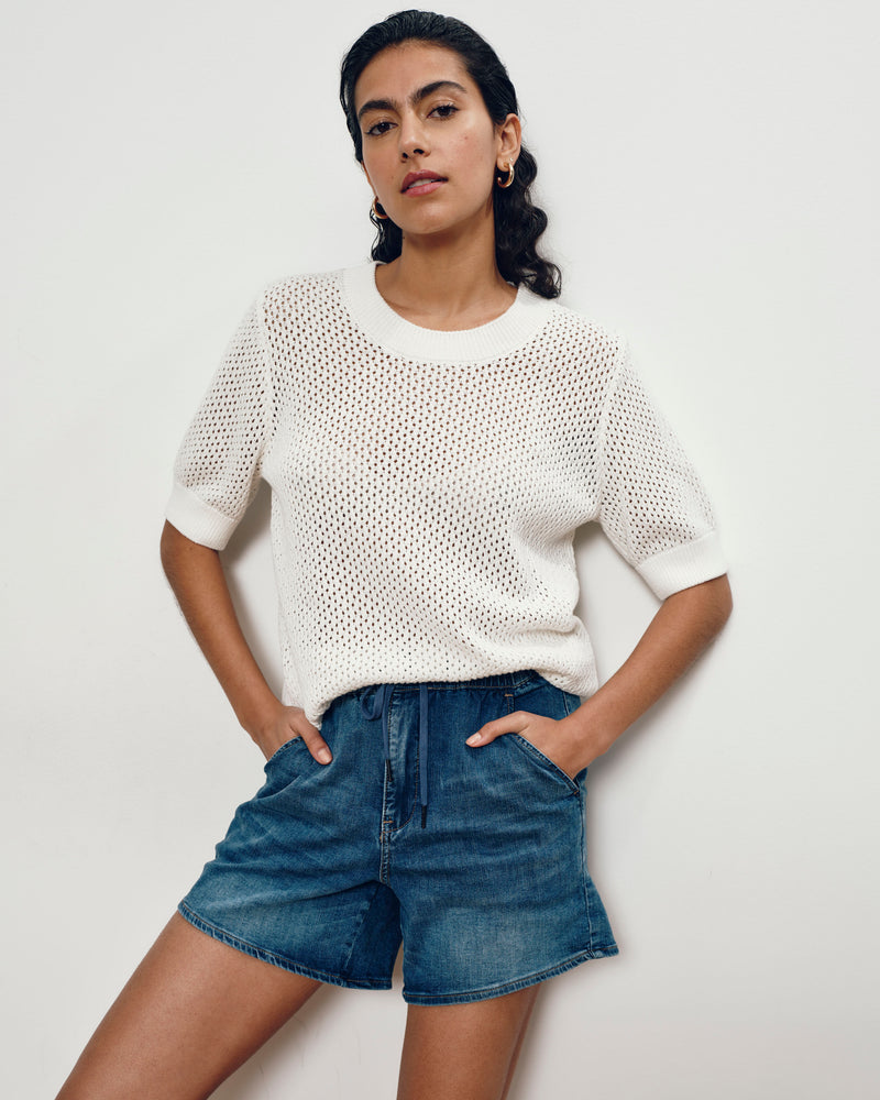 Rosie Pointelle Sweater Top - White | Plus Size & Straight Size Women's Fashion | Universal Standard