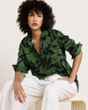 Button Back Stretch Cupro Polo Shirt - Green Sgrafitto Print | Plus Size & Straight Size Women's Fashion | Universal Standard