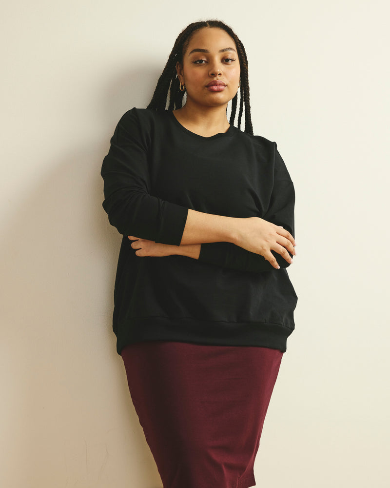 Woman wearing Lauren Classic Sweatshirt - Black from Fit Liberty