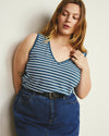 Double V Tank - Ink Blue/White Stripe | Plus Size & Straight Size Women's Fashion | Universal Standard