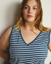 Double V Tank - Ink Blue/White Stripe | Plus Size & Straight Size Women's Fashion | Universal Standard