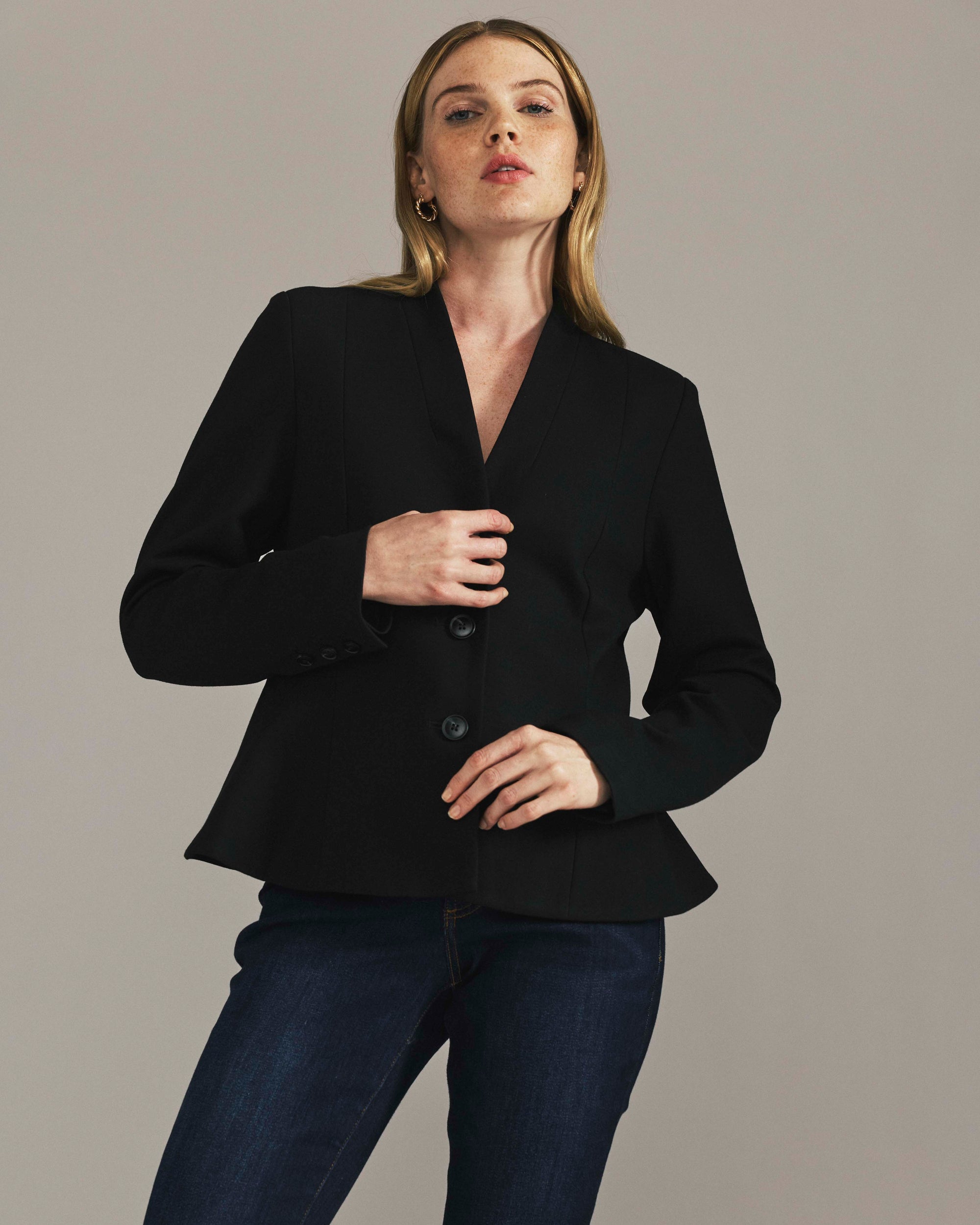 Kenton Peplum Ponte Blazer - Black | Plus Size & Straight Size Women's Fashion | Universal Standard