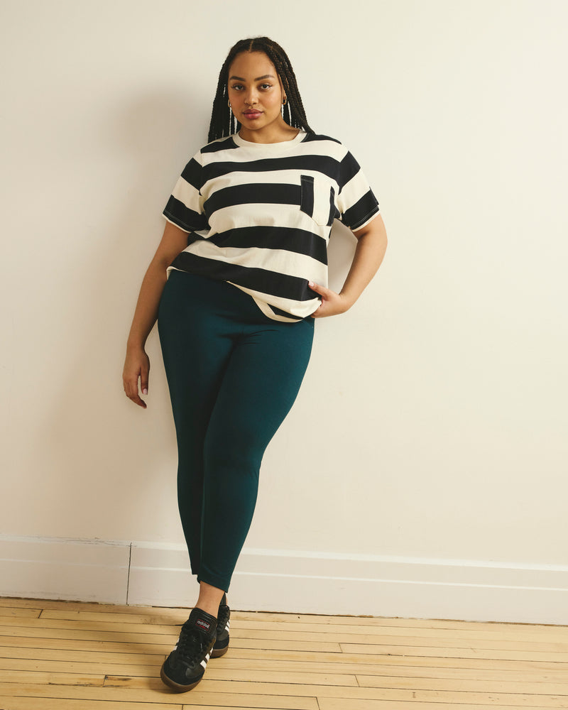 Woman wearing Roya Cropped Leggings 23 Inch - Deep Sea from Universal Standard