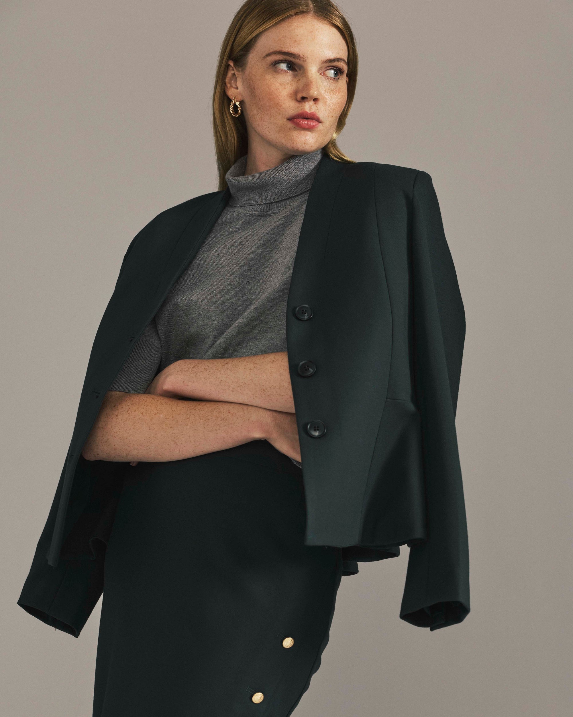 Kenton Peplum Ponte Blazer - Green Gemstone | Plus Size & Straight Size Women's Fashion | Universal Standard