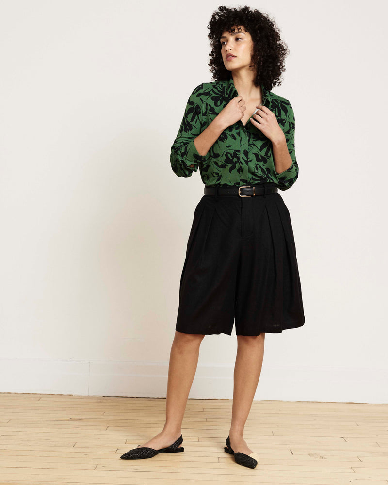 Elbe Liquid Jersey Shirt Classic Fit - Green Sgraffito Print | Plus Size & Straight Size Women's Fashion | Universal Standard