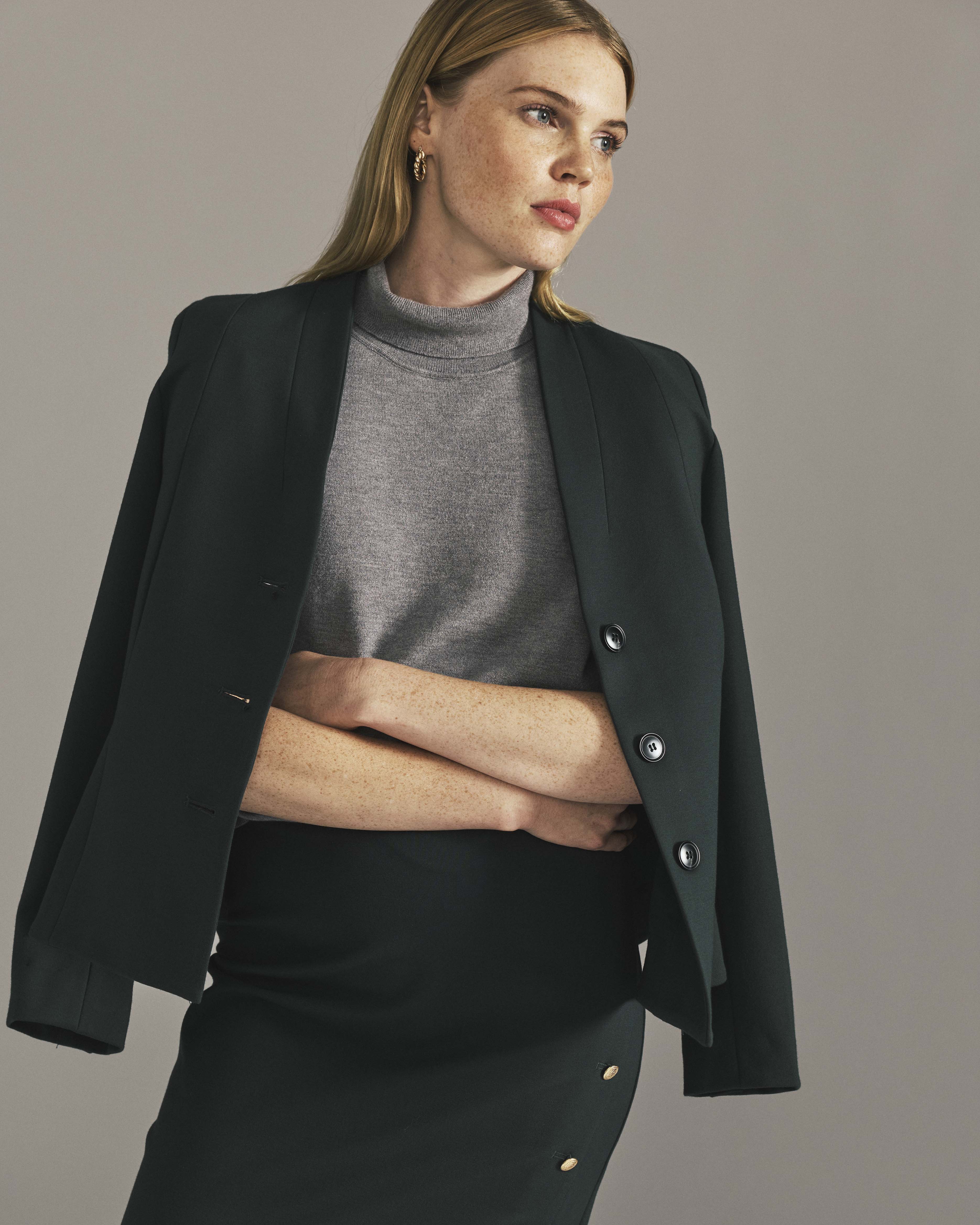 Kenton Peplum Ponte Blazer - Green Gemstone | Plus Size & Straight Size Women's Fashion | Universal Standard