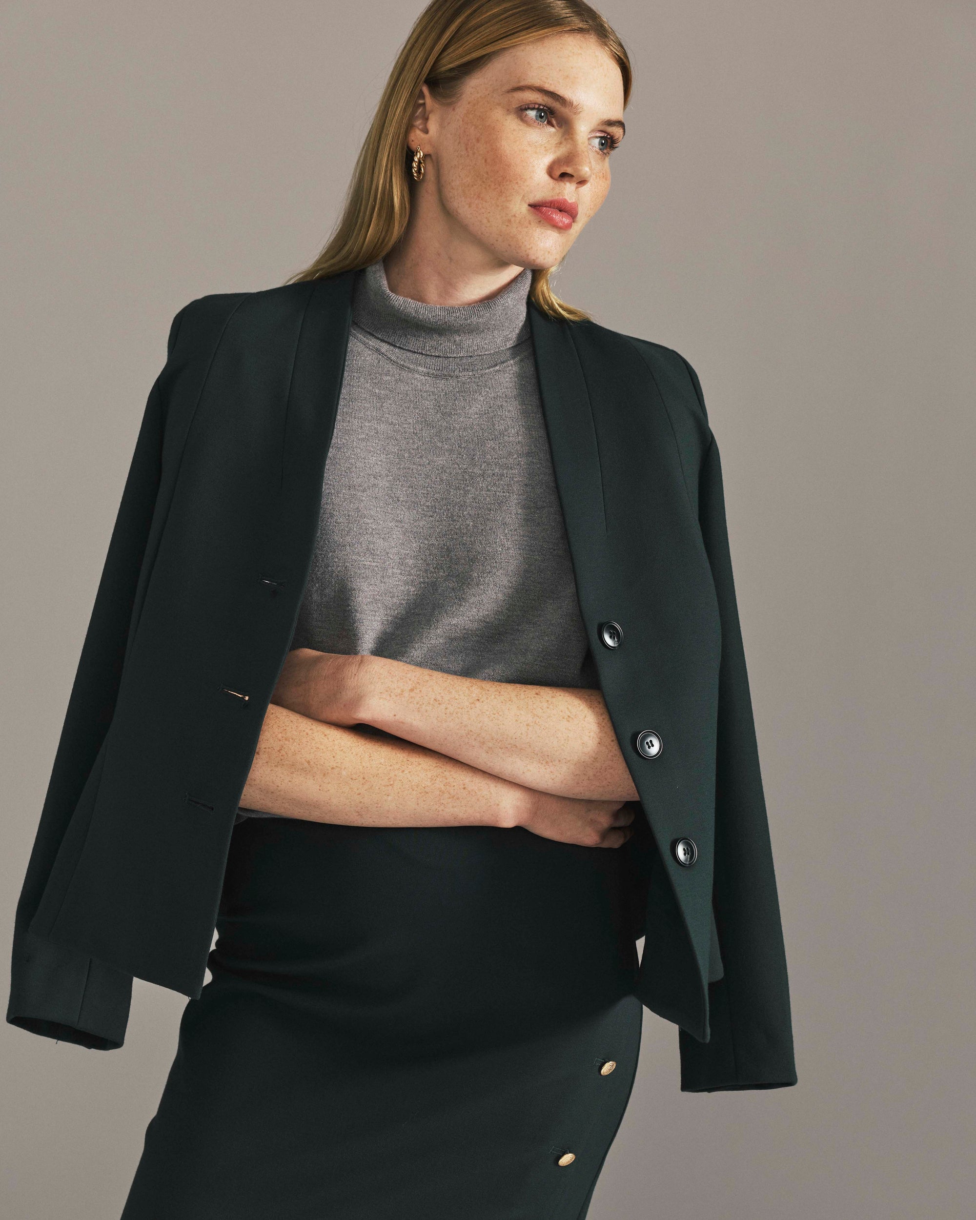 Kenton Peplum Ponte Blazer - Green Gemstone | Plus Size & Straight Size Women's Fashion | Universal Standard