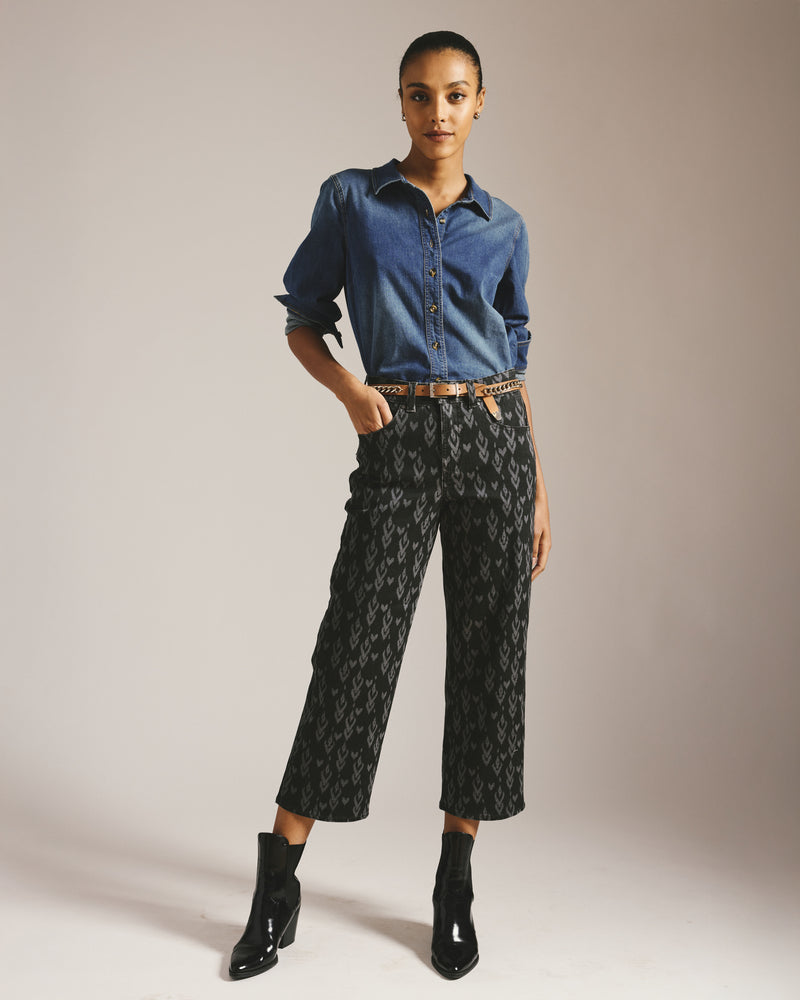 Bae Boyfriend Crop Jeans - Ikat Print