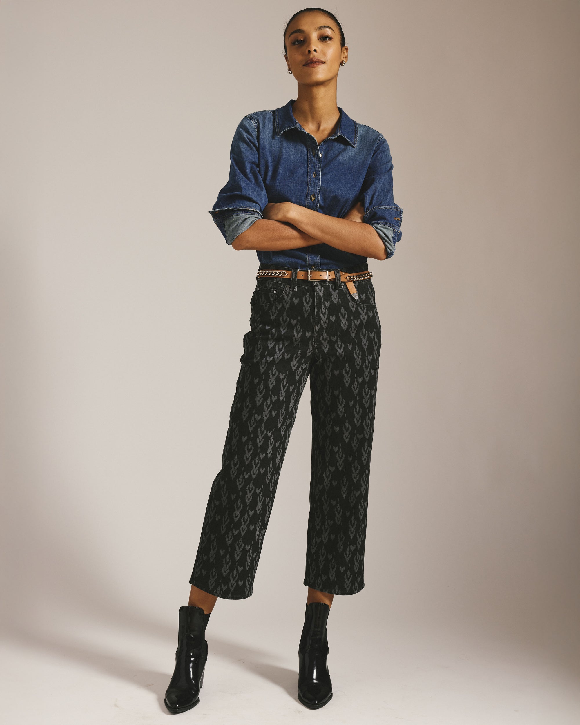 Bae Boyfriend Crop Jeans - Ikat Print