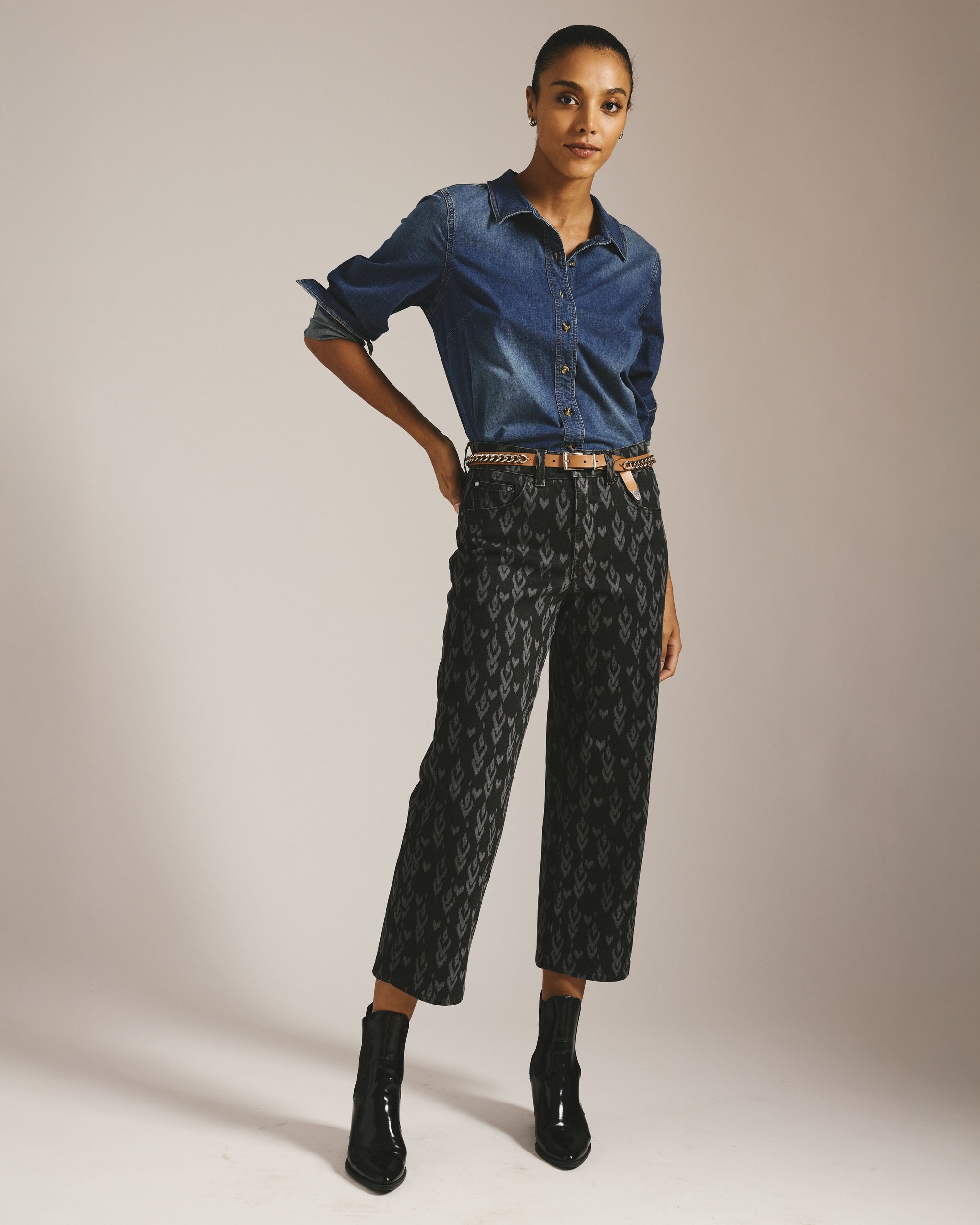 Bae Boyfriend Crop Jeans - Ikat Print