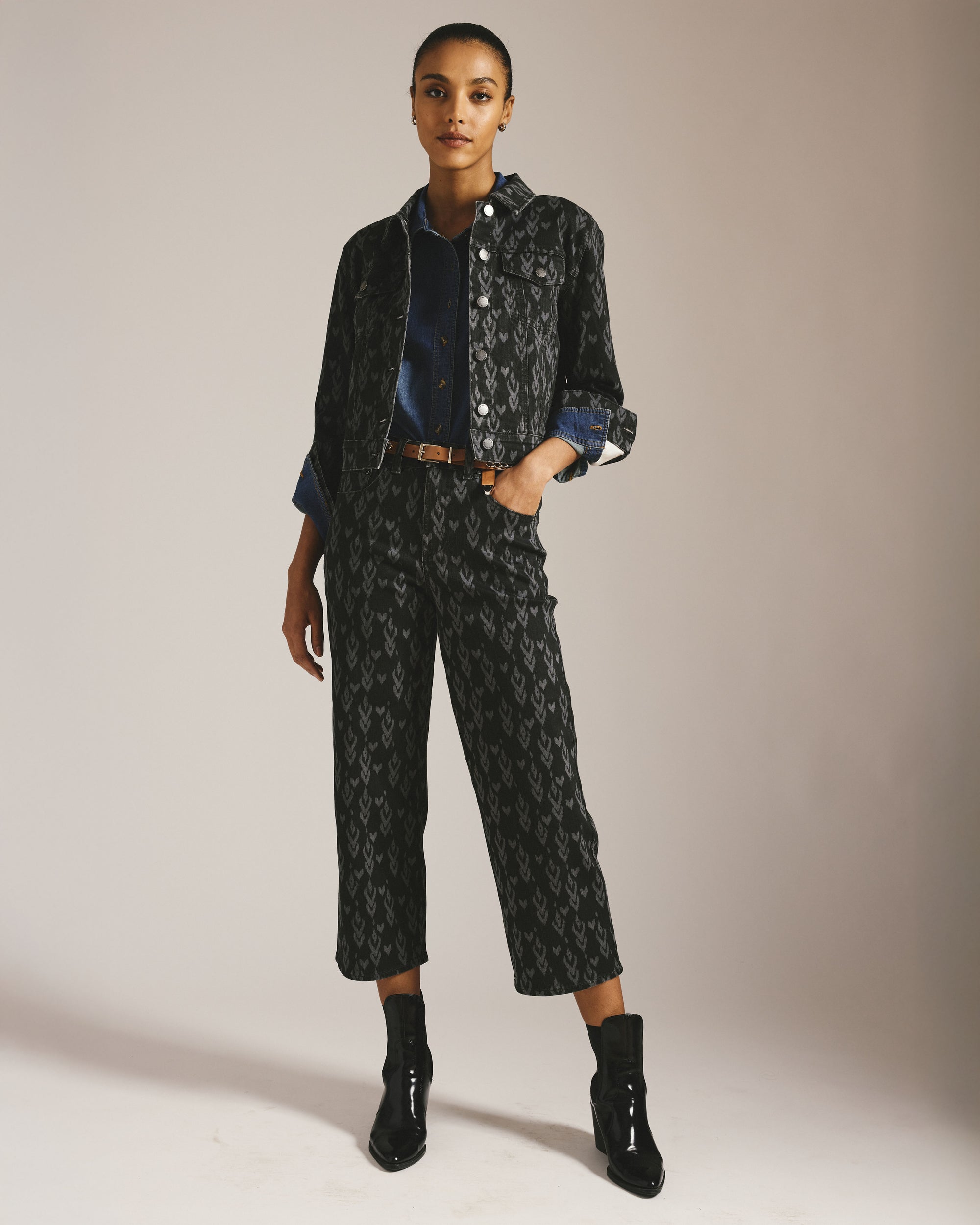 Kelsey Denim Jacket - Ikat Print