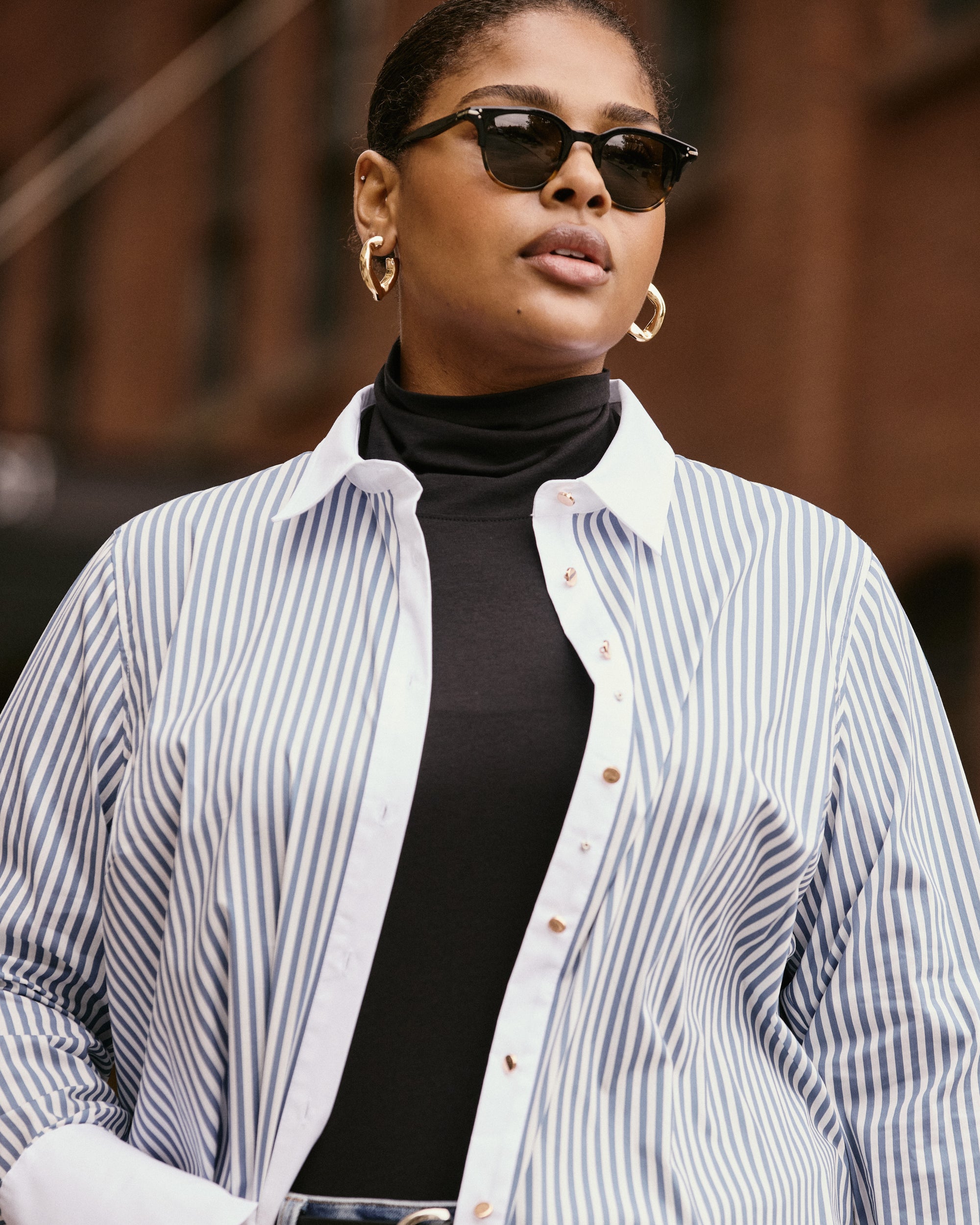 Henning x US Madison Shirt - Blue Stripe with Contrast White