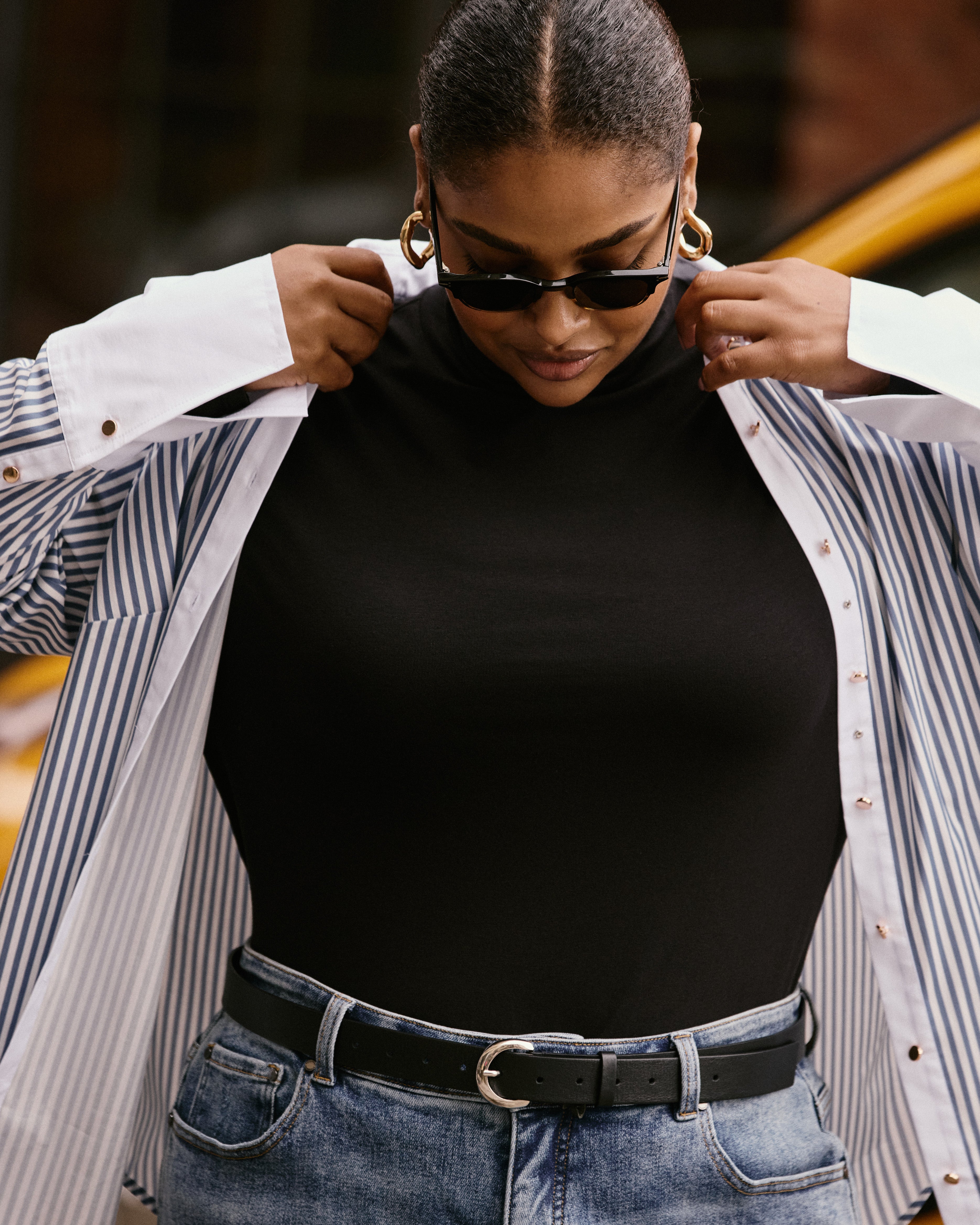 Henning x US Madison Shirt - Blue Stripe with Contrast White