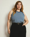 Cai High Neck Tank - Ink Blue/White Stripe | Plus Size & Straight Size Women's Fashion | Universal Standard