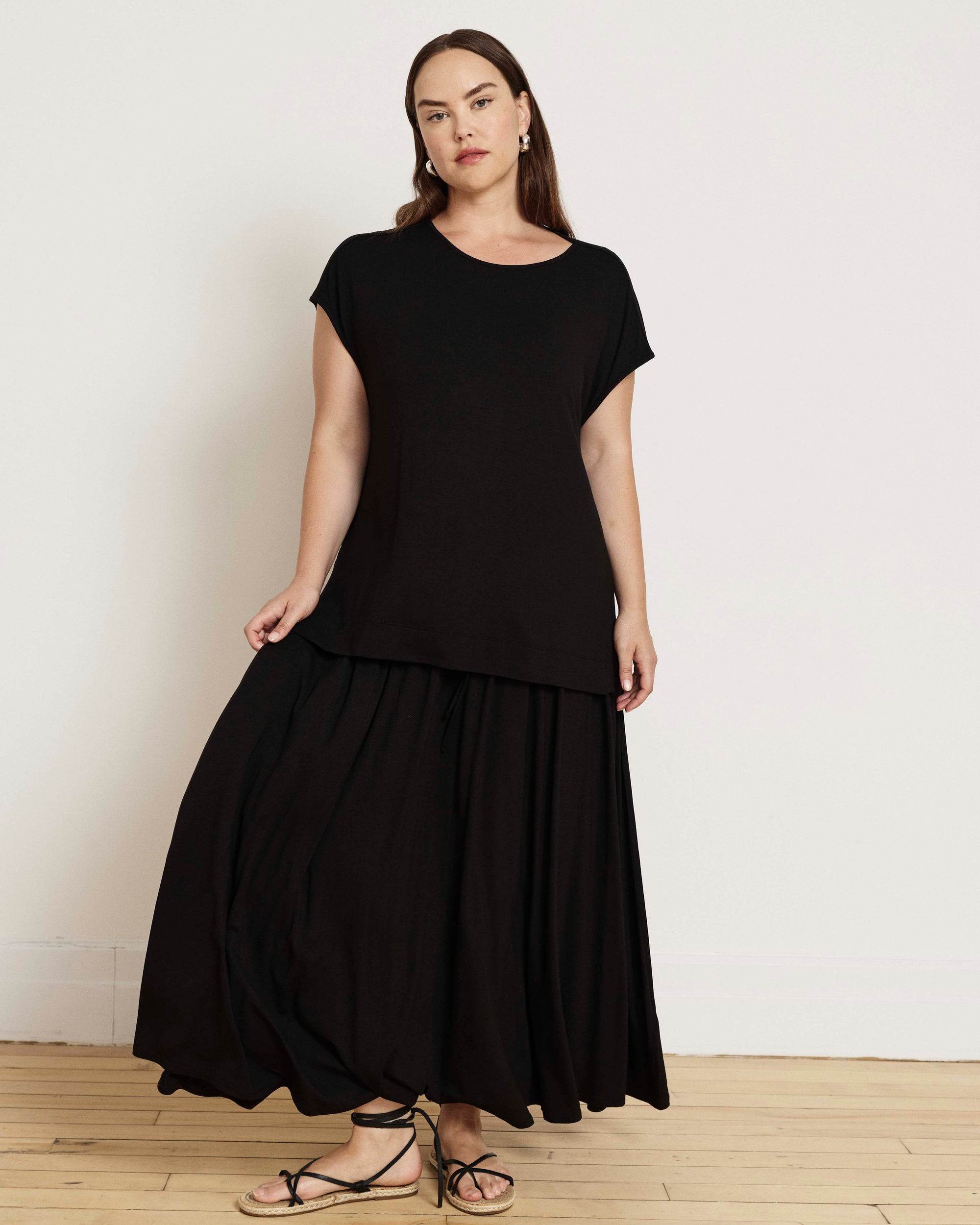 Alida Draped Liquid Jersey Top - Black | Plus Size & Straight Size Women's Fashion | Universal Standard