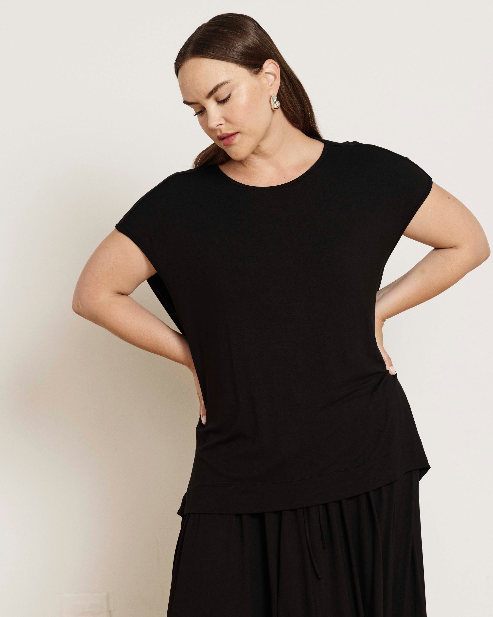 Alida Draped Liquid Jersey Top - Black | Plus Size & Straight Size Women's Fashion | Universal Standard