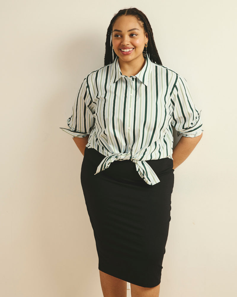 Woman wearing Danube Jersey Skirt - Black from Fit Liberty