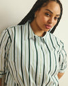 The Artist Poplin Shirt - Forest Green Multi Stripe | Plus Size & Straight Size Women's Fashion | Universal Standard