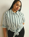 The Artist Poplin Shirt - Forest Green Multi Stripe | Plus Size & Straight Size Women's Fashion | Universal Standard