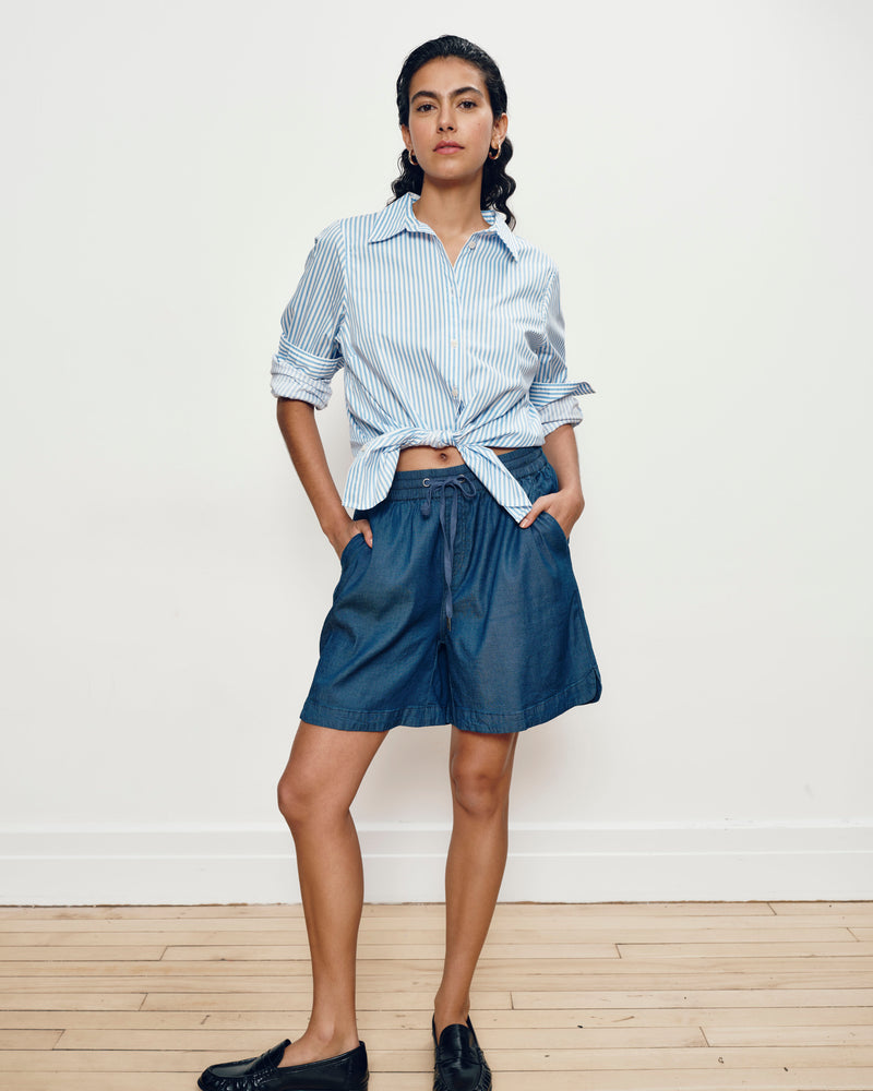 Perfect Tencel Chambray Shorts - Midnight Blue | Plus Size & Straight Size Women's Fashion | Universal Standard