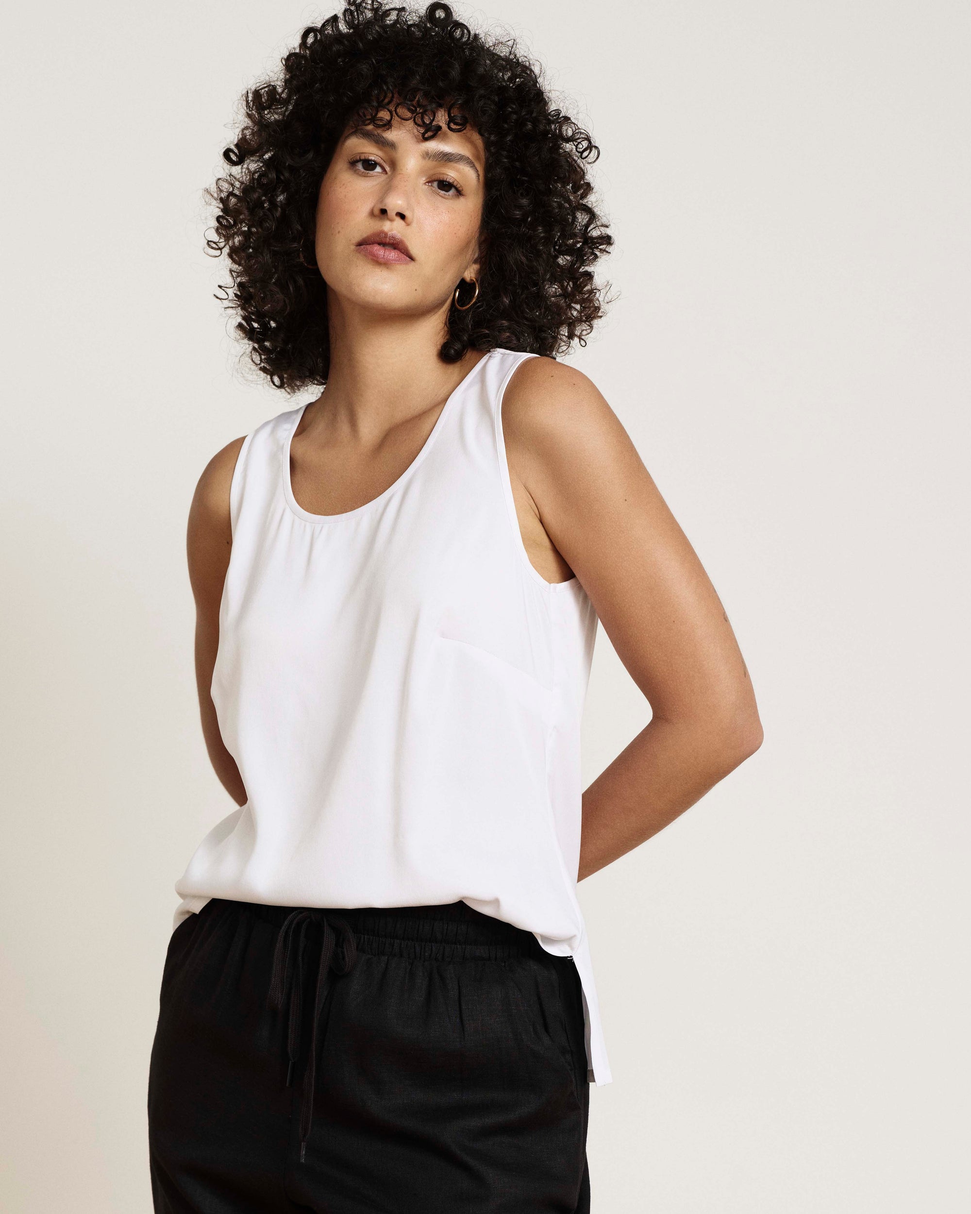 Cooling Stretch Cupro Tank - White | Plus Size & Straight Size Women's Fashion | Universal Standard