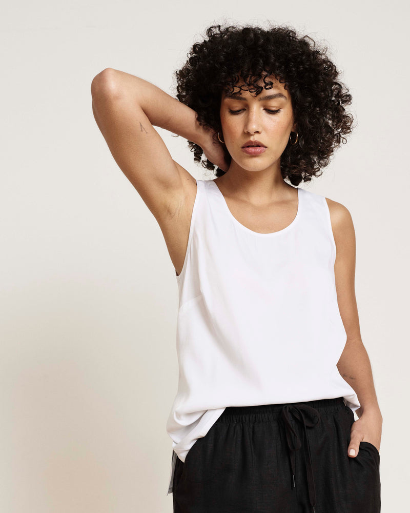 Cooling Stretch Cupro Tank - White | Plus Size & Straight Size Women's Fashion | Universal Standard