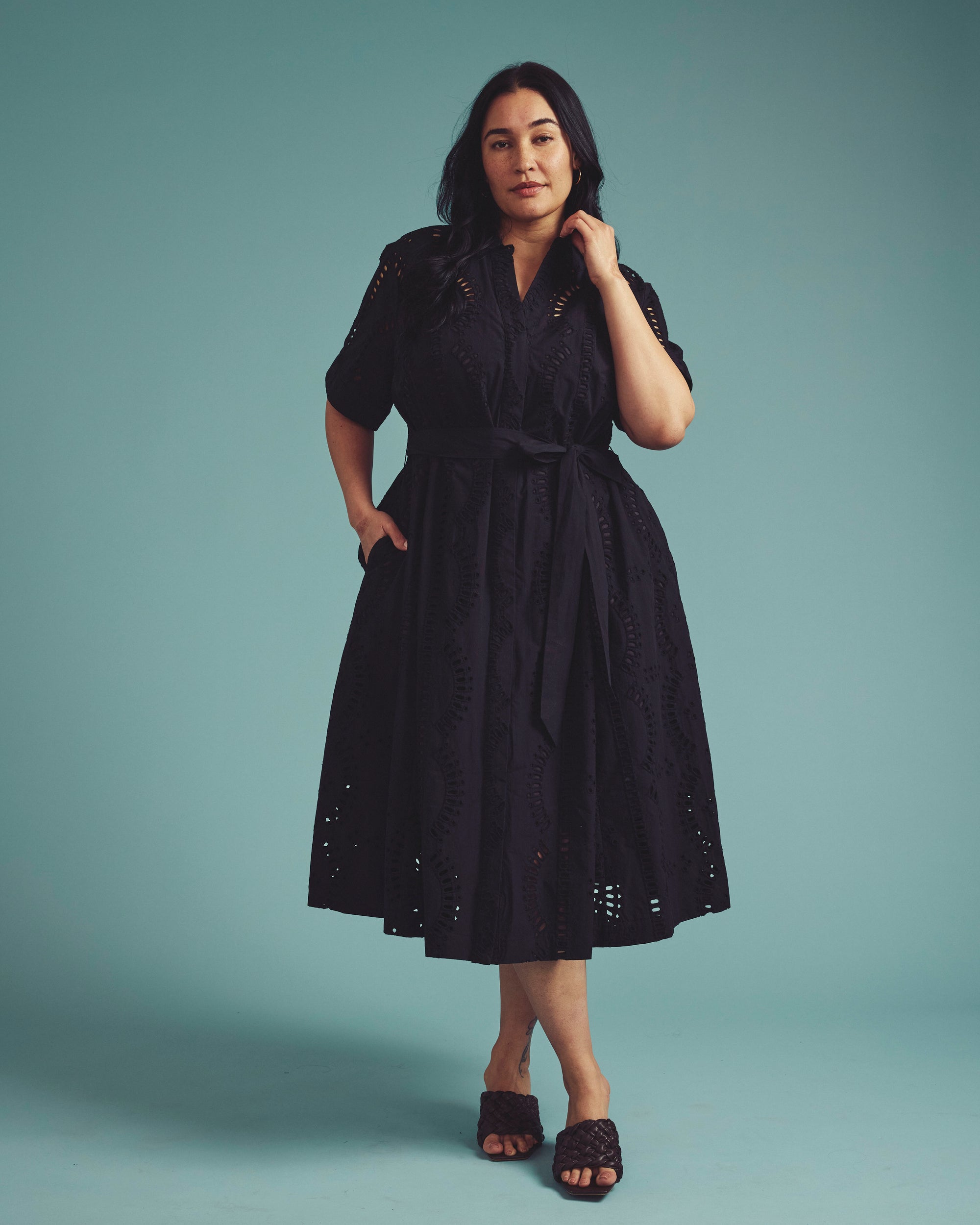 Tina Cotton Poplin Shirtdress - Black | Plus Size & Straight Size Women's Fashion | Universal Standard