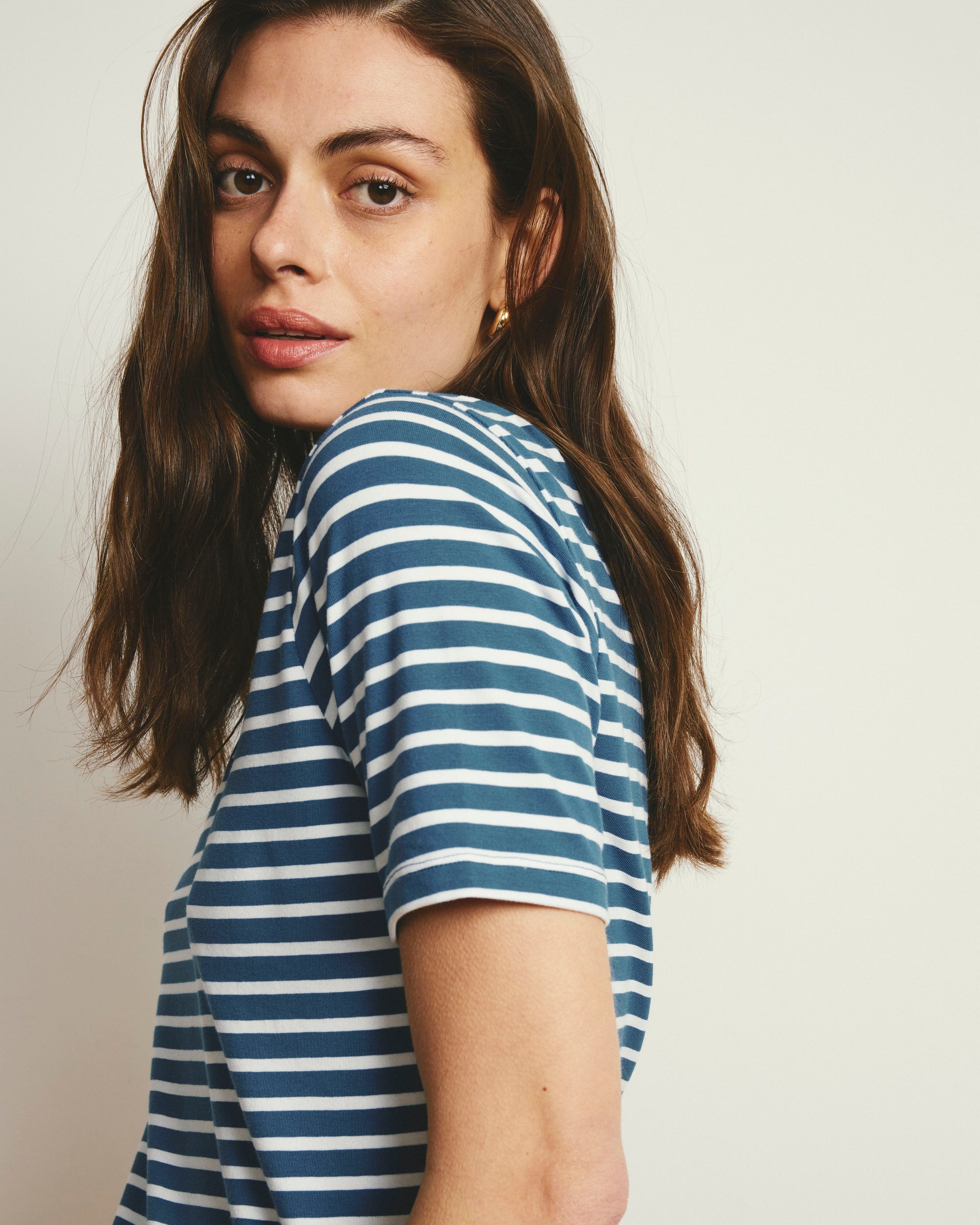 Double V Tee - Ink Blue/White Stripe | Plus Size & Straight Size Women's Fashion | Universal Standard