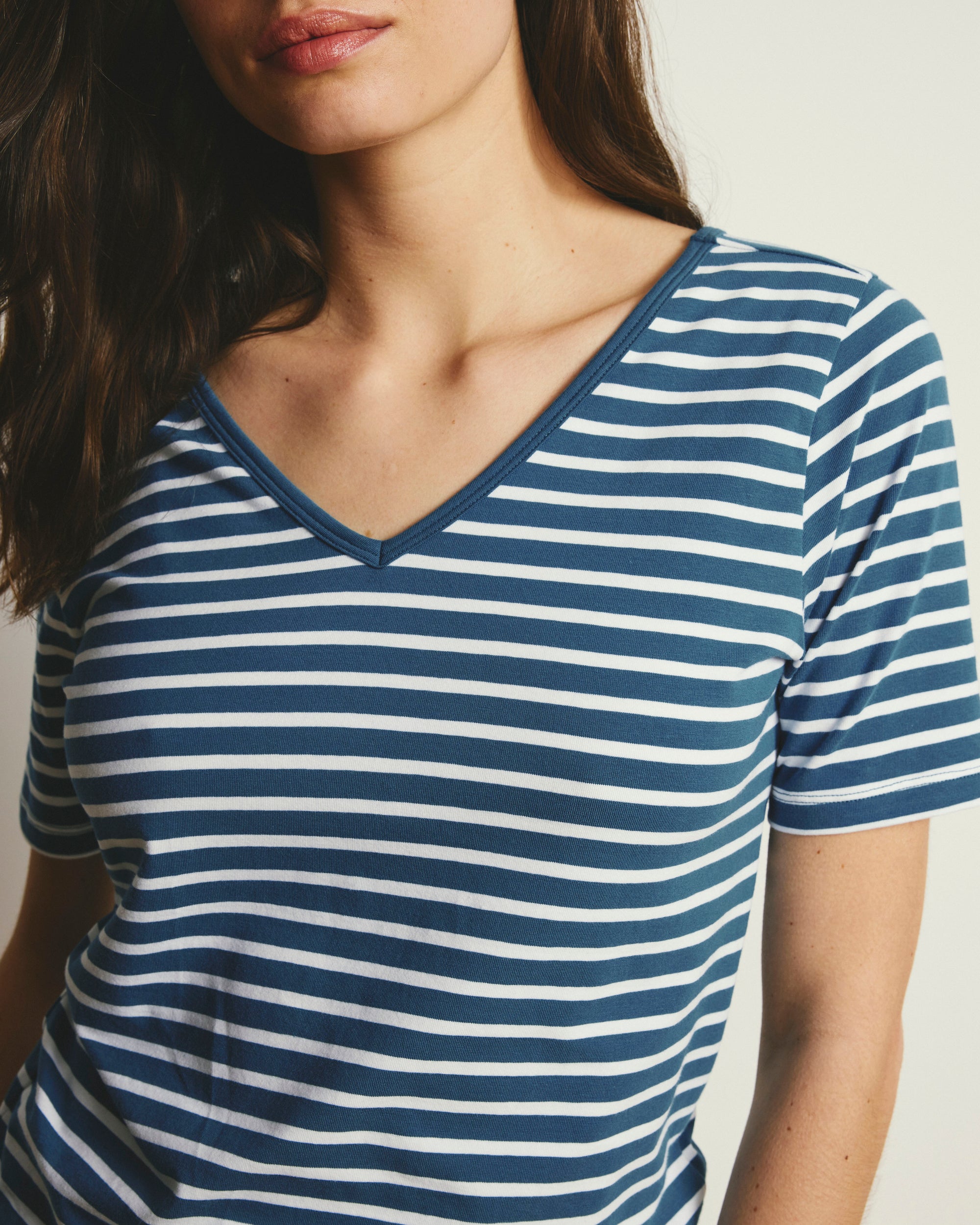 Double V Tee - Ink Blue/White Stripe | Plus Size & Straight Size Women's Fashion | Universal Standard