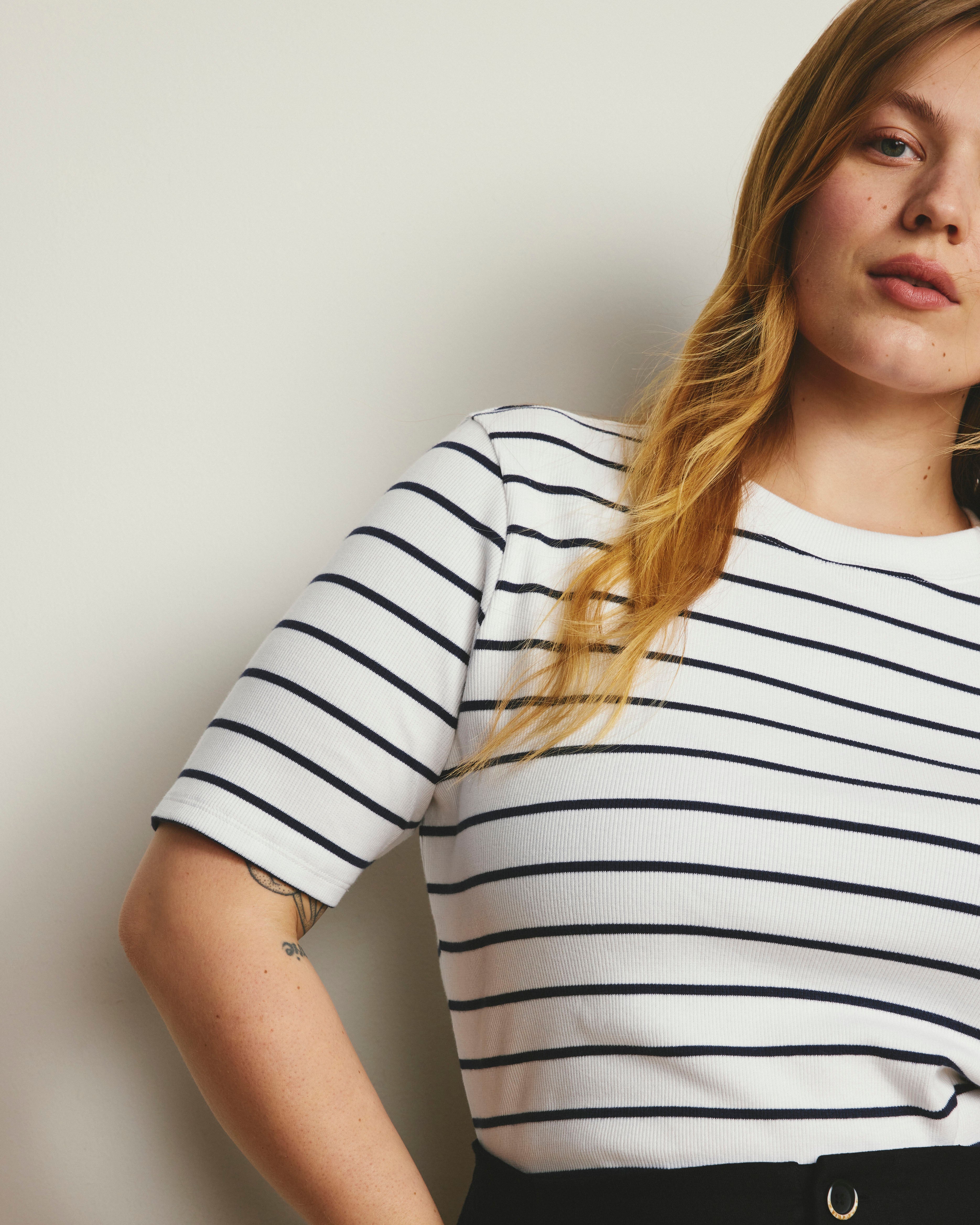 Classic Ribbed Tee - Nautical Navy Stripe – Universal Standard