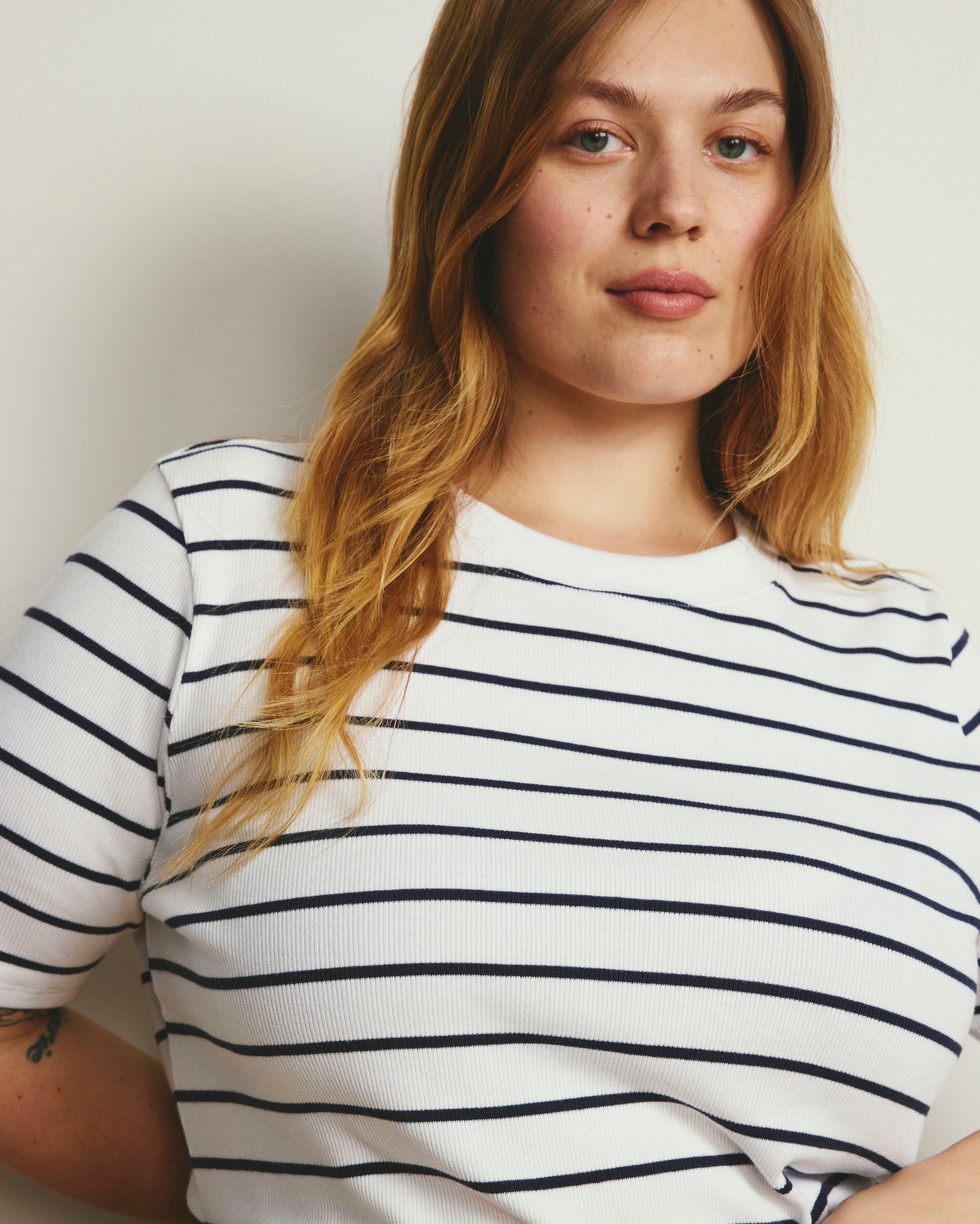 Classic Ribbed Tee - Nautical Navy Stripe | Plus Size & Straight Size Women's Fashion | Universal Standard
