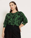 Joan Liquid Jersey Long Sleeve Top - Green Sgrafitto Print | Plus Size & Straight Size Women's Fashion | Universal Standard