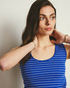 Daisy Ribbed Tank - Bright Blue/White Microstripe | Plus Size & Straight Size Women's Fashion | Universal Standard