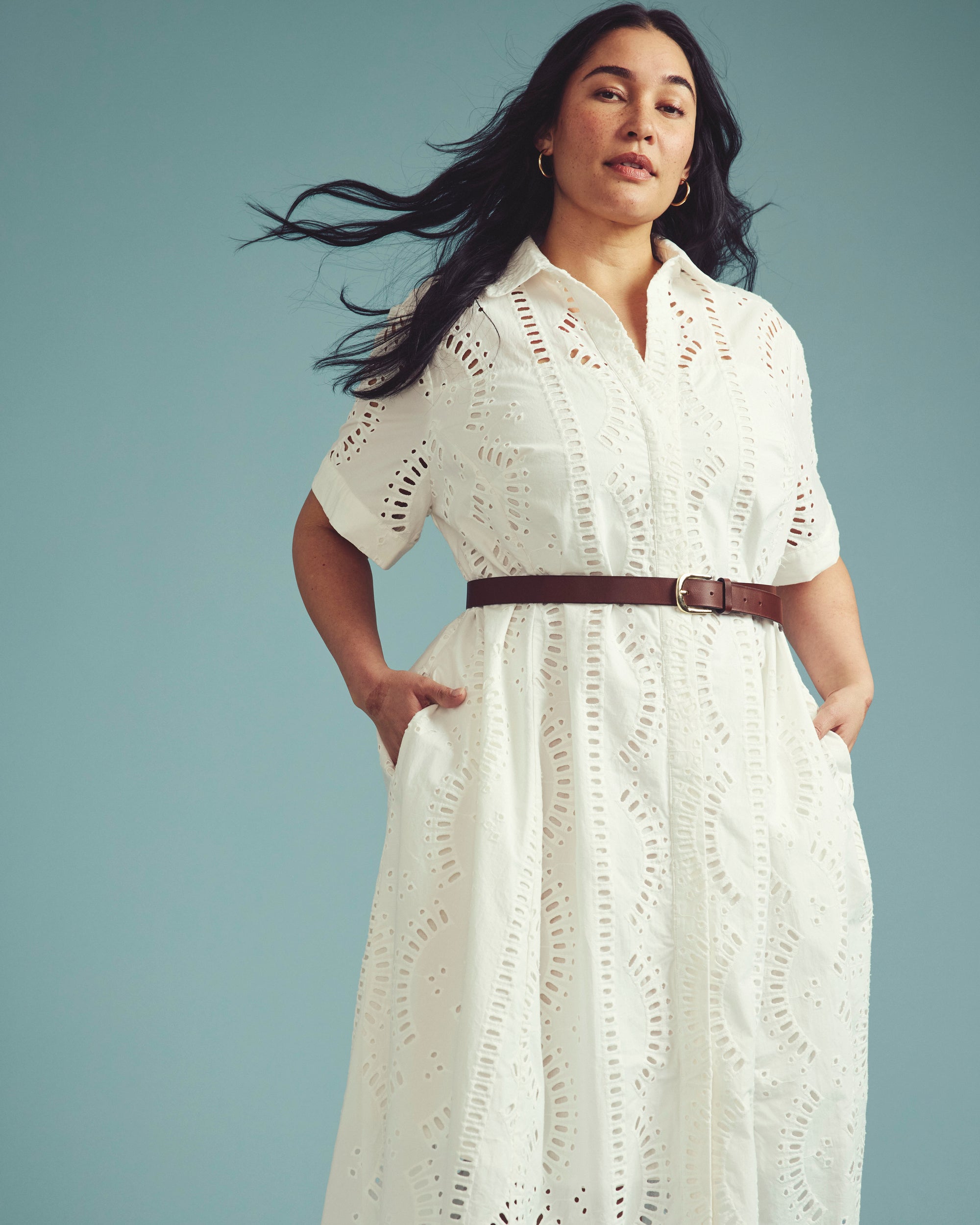 Tina Cotton Poplin Shirtdress - / White- SizeS