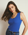 Daisy Ribbed Tank - Bright Blue/White Microstripe | Plus Size & Straight Size Women's Fashion | Universal Standard