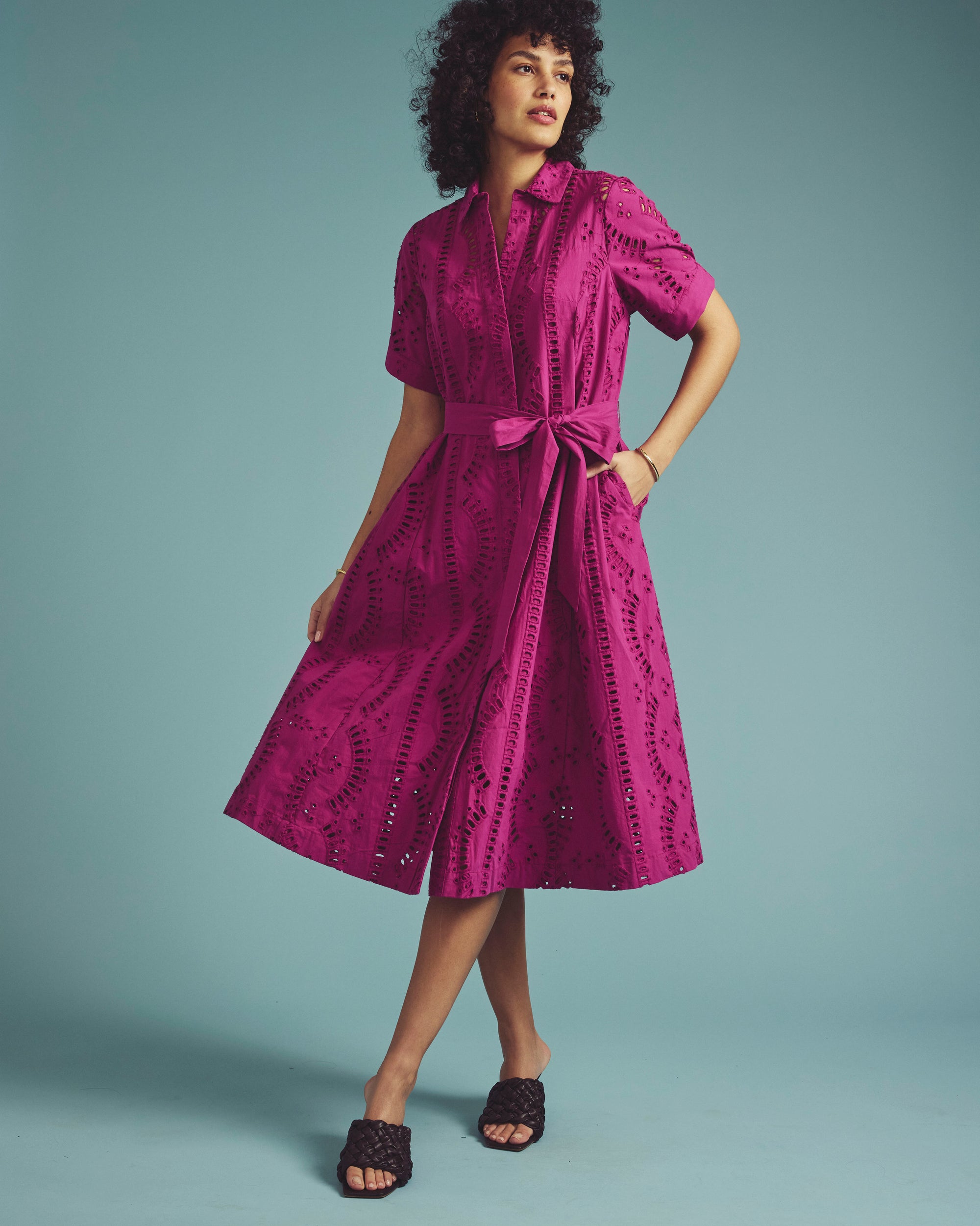 Tina Cotton Poplin Shirtdress - / Hyper Pink- Size3XL