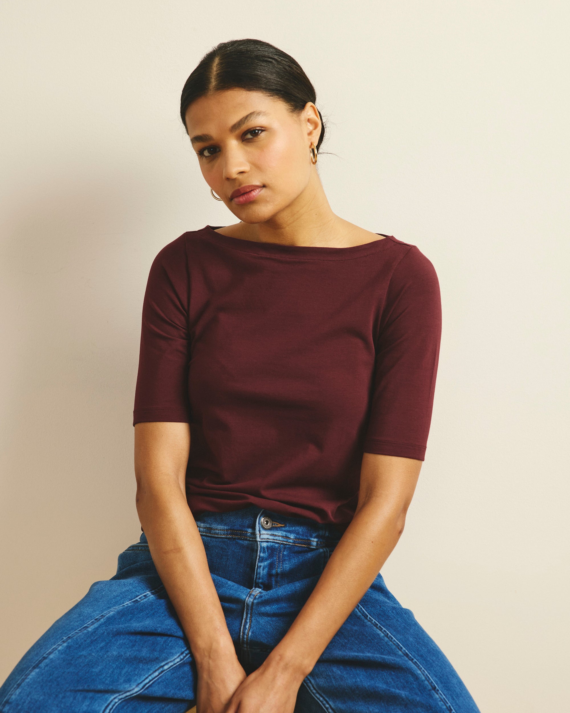 Bella Boatneck Tee - Black Cherry | Plus Size & Straight Size Women's Fashion | Universal Standard