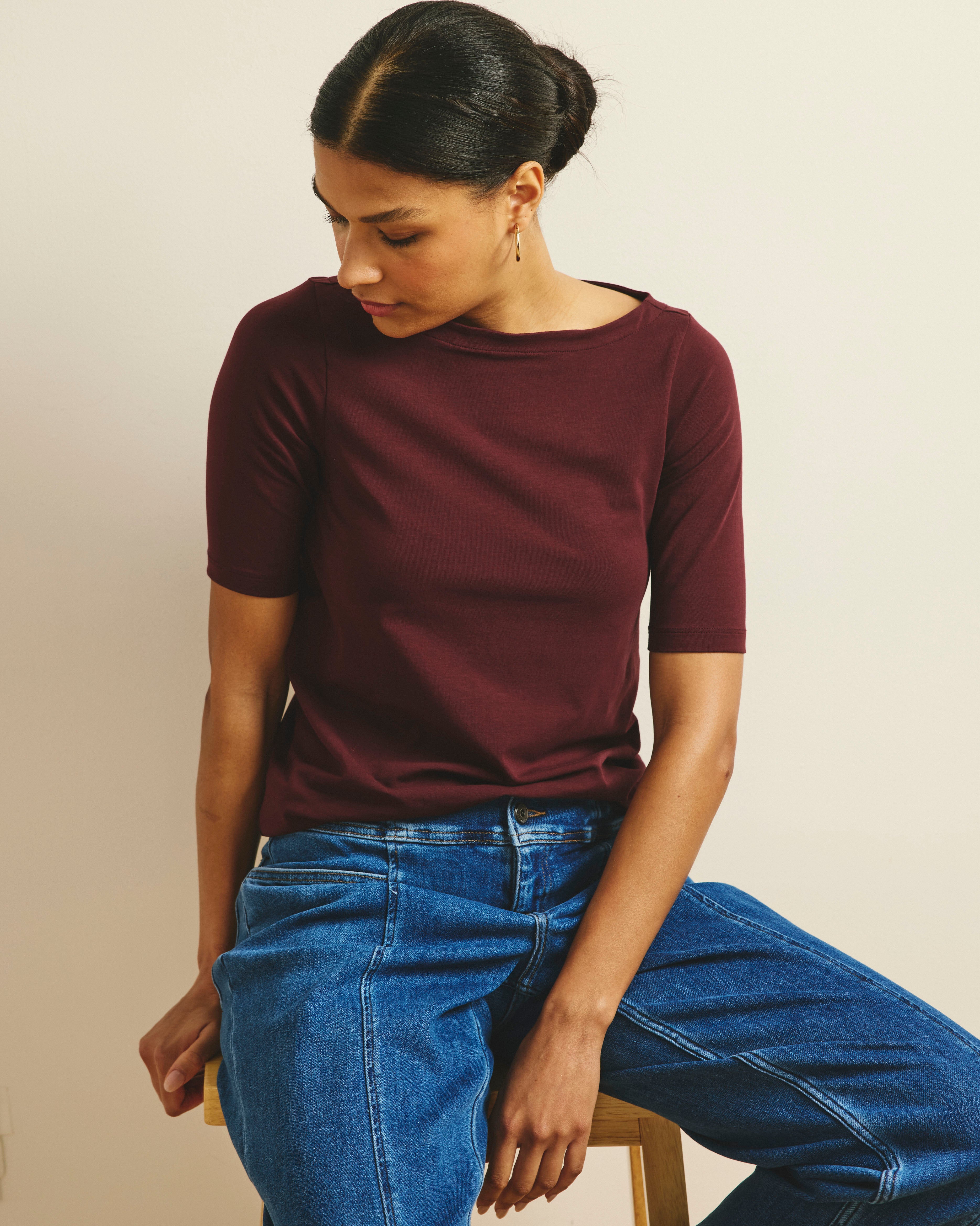 Bella Boatneck Tee - Black Cherry – Universal Standard