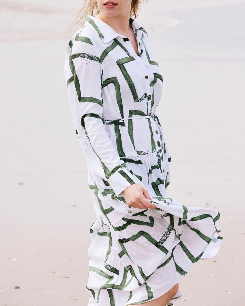 Alix Linen Shirtdress - Green Paint Print | Plus Size & Straight Size Women's Fashion | Universal Standard